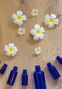 fresh pure flower essential oils exploding from protecting aromatherapy bottles