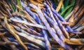 Fresh purple string beans background selective focus Royalty Free Stock Photo