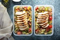 Fresh quinoa tabbouleh salad with grilled chicken