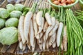 Fresh radish, cabbage and yardlong bean