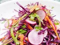 Fresh Radish. Red Cabbage, Green Pepper and Carrot Salad Royalty Free Stock Photo