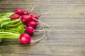 Fresh radish on a rustic table