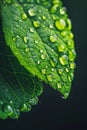 Fresh raindrops on vibrant green leaf Royalty Free Stock Photo