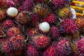 Fresh Rambutan exotic fruit in market