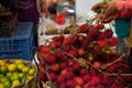 Fresh rambutan fruits in a local market in Bali Royalty Free Stock Photo