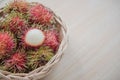 Fresh rambutan sweet delicious in the basket . tropical fruit Royalty Free Stock Photo