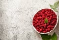 Fresh raspberries in bowl. Ripe juicy fresh raspberries