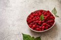 Fresh raspberries in bowl. Ripe juicy fresh raspberries