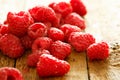 Fresh riperaspberries on the wooden table Royalty Free Stock Photo