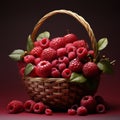 Fresh Raspberry Basket With Tempting Apple - A Visual Delight Royalty Free Stock Photo