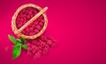 Fresh Raspberry berries in wicker basket, ripe berry harvest with green leaves. Raspberries fruits Royalty Free Stock Photo