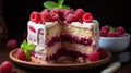 fresh raspberry cake with buscuit dough