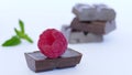 Raspberry, mint and chocolate cube.