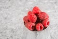 Fresh raspberry on the metal bucket Royalty Free Stock Photo