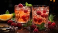 Fresh raspberry mojito, a sweet summer cocktail with mint leaf generated by AI