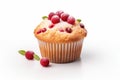 Fresh raspberry muffin on white background Royalty Free Stock Photo