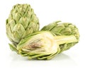 Fresh raw Artichoke flower isolated on white Royalty Free Stock Photo