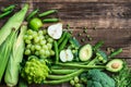 Fresh Raw Autumn Green Vegetables and Fruits Royalty Free Stock Photo