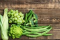 Fresh Raw Autumn Green Vegetables and Fruits Royalty Free Stock Photo