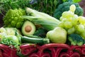 Fresh Raw Autumn Green Vegetables and Fruits Royalty Free Stock Photo