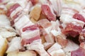 Fresh raw bacon belly slice pork meat pig cold food background Royalty Free Stock Photo