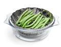 Fresh raw beans in steam basket. Ready for cooking Royalty Free Stock Photo