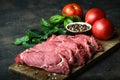 Fresh raw beef, cut into steaks Royalty Free Stock Photo