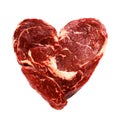 Fresh raw beef meat in shape of heart Royalty Free Stock Photo
