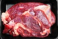 Fresh raw beef in a package,Beef ready to cook,Top view