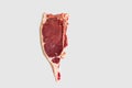 Fresh raw beef steak. Close-up raw rib eye steak isolated on white background with clipping path Royalty Free Stock Photo