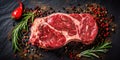 fresh raw beef steak Dark background Royalty Free Stock Photo