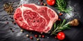 fresh raw beef steak Dark background Royalty Free Stock Photo