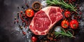 fresh raw beef steak Dark background