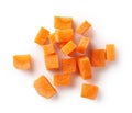 Fresh raw carrot cubes Royalty Free Stock Photo