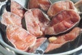 Fresh raw catfish on sieve, close-up Royalty Free Stock Photo