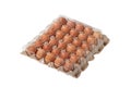 Fresh raw chicken eggs in carton egg box on white background Royalty Free Stock Photo
