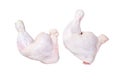 Fresh raw chicken leg. Isolated on white background, Top view. Royalty Free Stock Photo