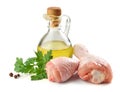 Fresh raw chicken legs and spices Royalty Free Stock Photo