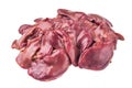 Fresh raw chicken liver on white background, glossy surface and rich texture ideal for cooking or culinary concept. Royalty Free Stock Photo