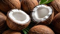 Fresh raw coconut isolated on white background v10