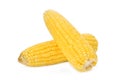 Fresh raw corn cob isolated on white Royalty Free Stock Photo