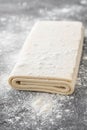 Fresh raw dough on table. Puff pastry. Copy space Royalty Free Stock Photo