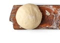 Fresh raw dough on wooden board Royalty Free Stock Photo