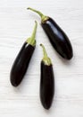 Fresh raw eggplant, overhead view. Top view, flat lay, from above Royalty Free Stock Photo