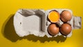 Uncooked yolks top view photography. Chicken raw eggs. Fresh food.