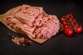 fresh raw forcemeat served with spices and tomatoes cherry Royalty Free Stock Photo