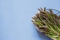 Fresh raw green asparagus in a metal vintage basket