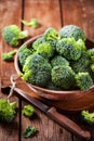 Fresh raw green broccoli in bowl Royalty Free Stock Photo