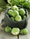 fresh raw green brussel sprouts Royalty Free Stock Photo