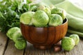 Fresh raw green brussel sprouts Royalty Free Stock Photo